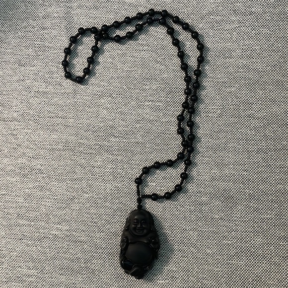 15 inch black craved Buddha necklace. Happy BUDDA IS BLACK WITH BEADS - Picture 2 of 7